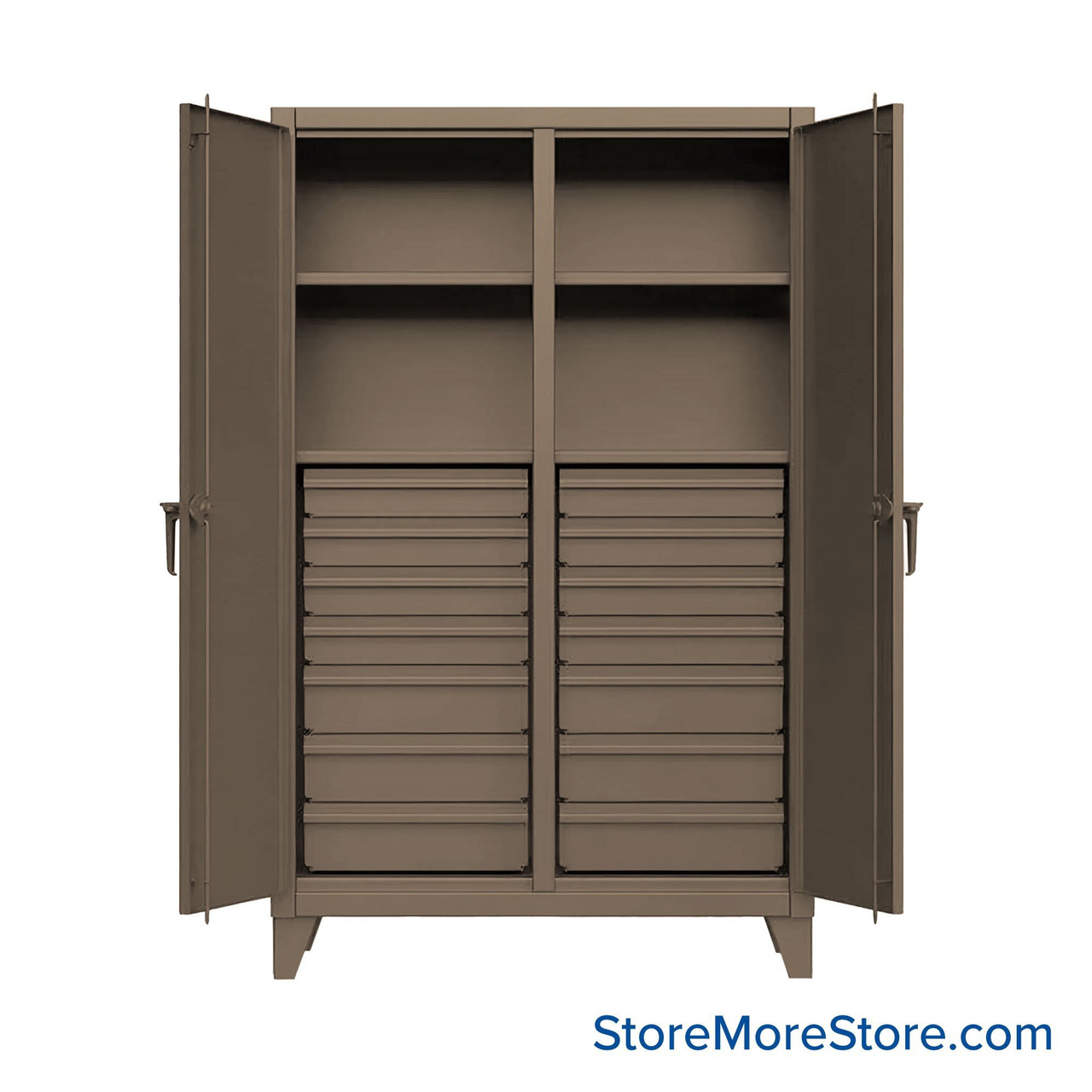 Industrial Cabinet, 60" W x 78" H, Exteme Duty 12-Gauge Steel, 14 Drawers Drawers, Digital Lock
