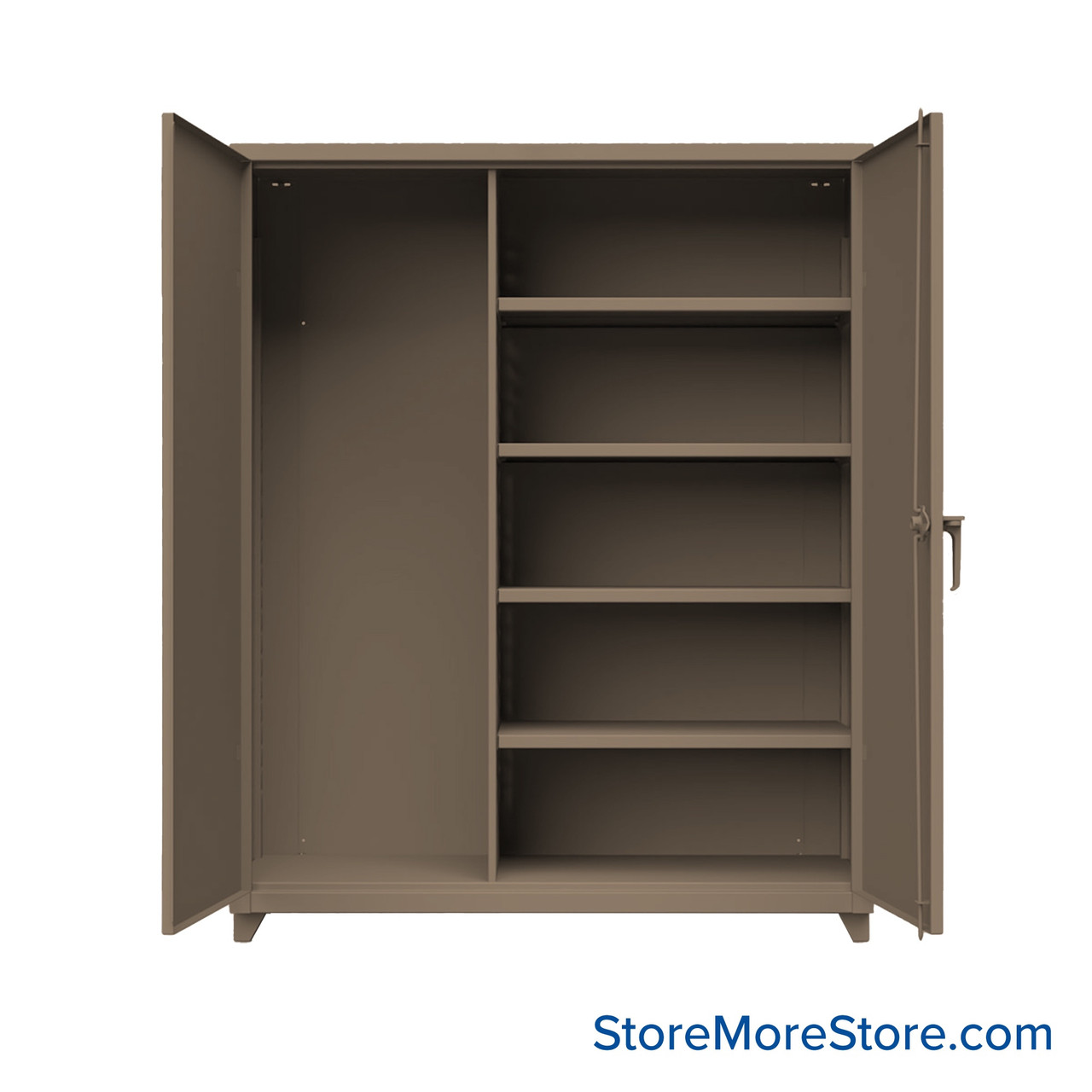 Industrial Storage Cabinet, 60" W x 75" H, Extra Heavy Duty 14-Gauge Steel, 4 Half Shelves, Advanced Digital Lock