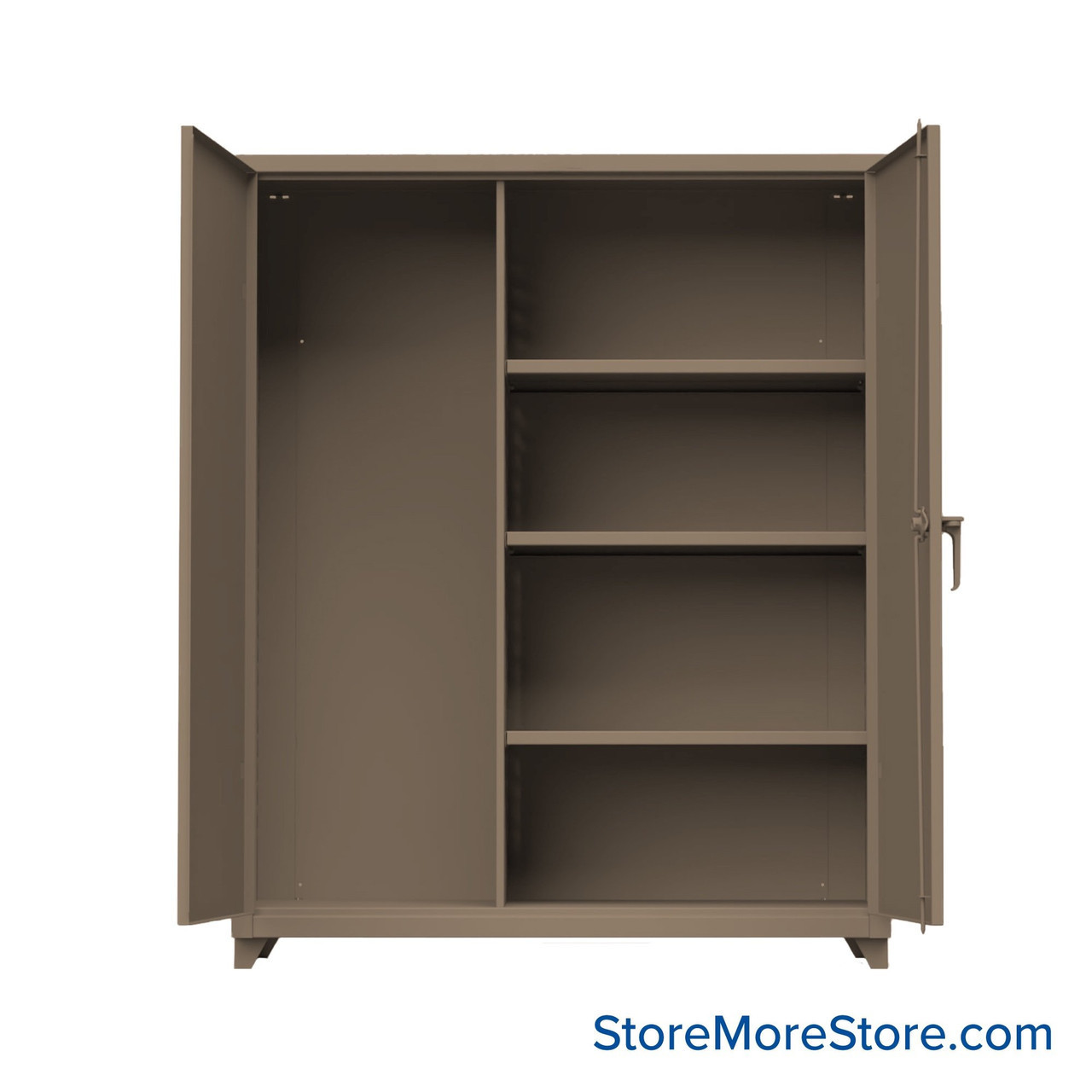 Industrial Storage Cabinet, 60" W x 78" H, Extreme Duty 12-Gauge Steel, 3 Half Shelves, Digital Lock