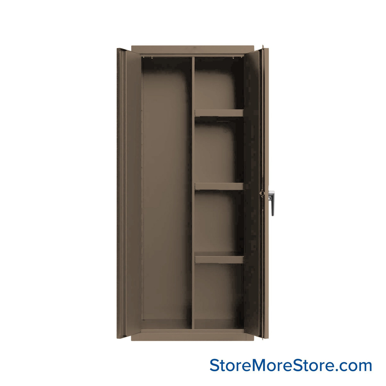Industrial Storage Cabinet, 30" W x 72" H, Heavy Duty 18-Gauge Steel, 3 Half Shelves, Padlock HASP