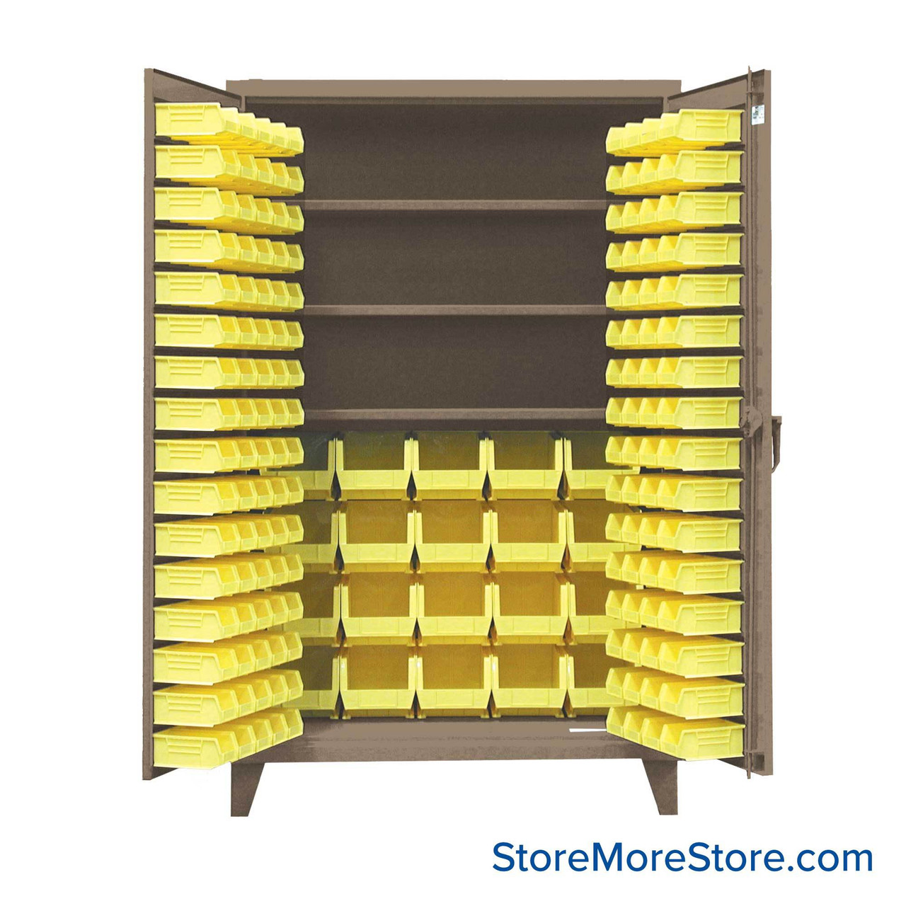 Industrial Storage Cabinets with Bins, 36" W x 78" H, Door & Lower Cabinet Body Bin Storage w/ 3 Shelves, Padlock Hasp