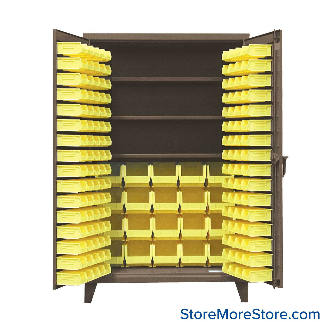 Industrial Storage Cabinets with Bins, 48" W x 78" H, Door & Lower Cabinet Body Bin Storage w/ 3 Shelves, Professional Digital Lock