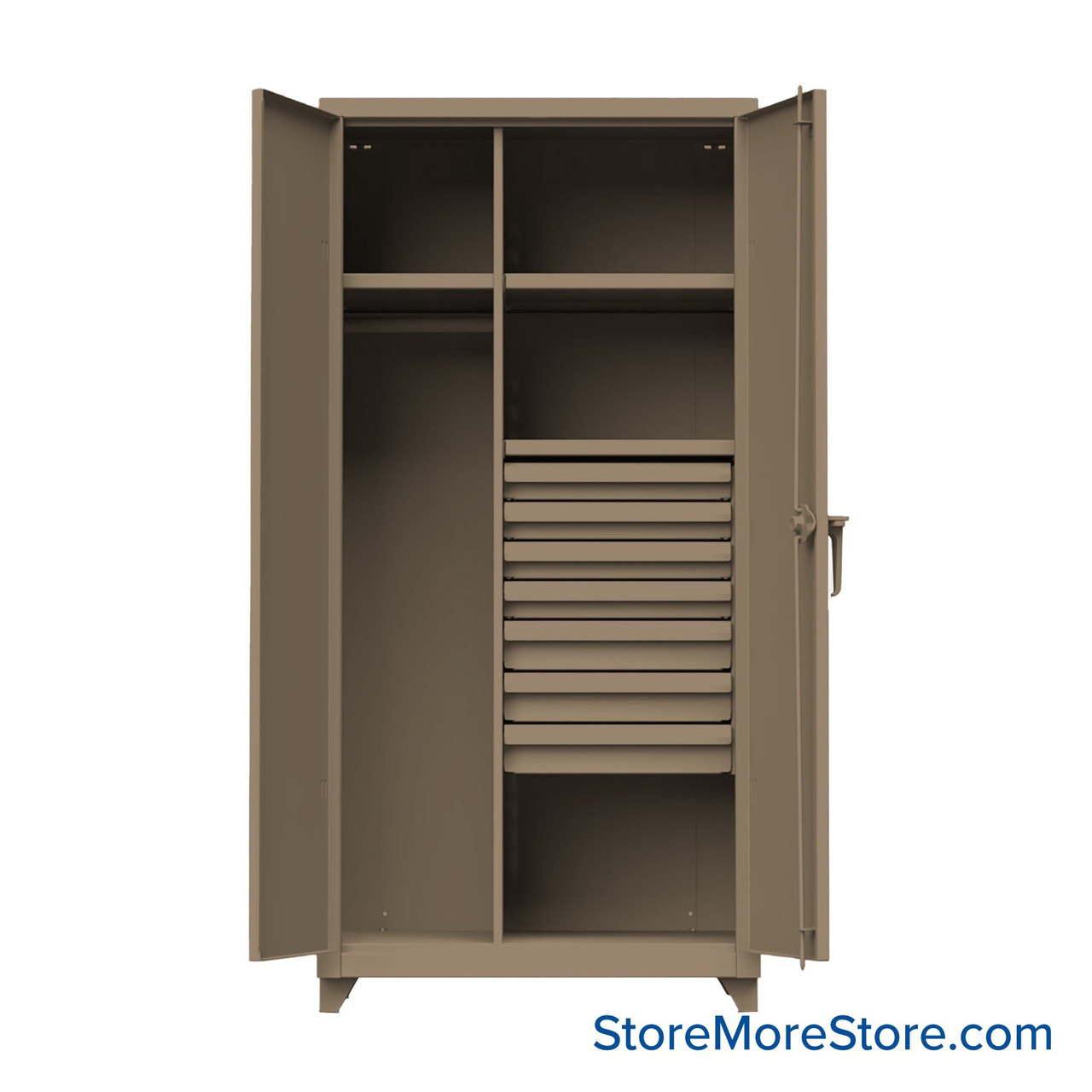 Utility Storage Cabinet, 36" W x 75" H, 7 Drawers, 3 Shelves, Professional Digital Lock