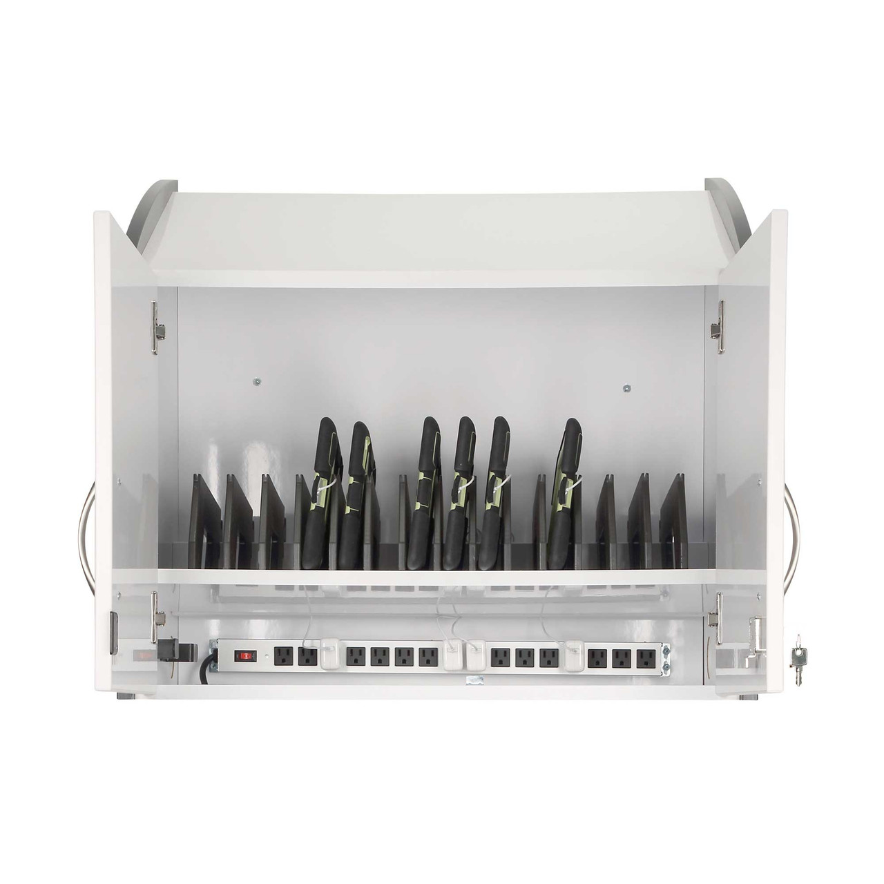 Wall-Mounted Tablet Charging and Storage Cabinets, 30" H, 16 Charging Bays