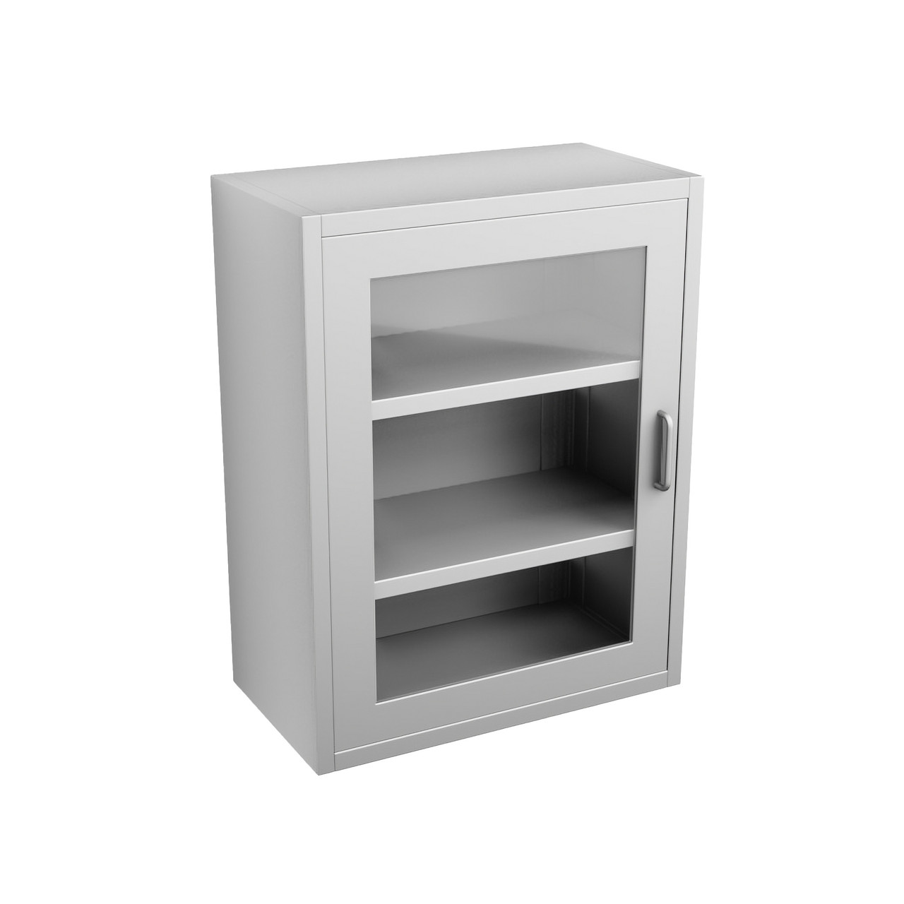 Stainless Steel Wall Mounted Cabinets, 24" W x 13" D x 31" H, Flat Top, Framed Glass Left Swing Door, No Lock
