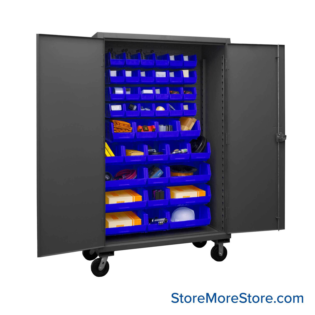 Rolling Cabinet with Storage Bins, 48" W, No Shelves