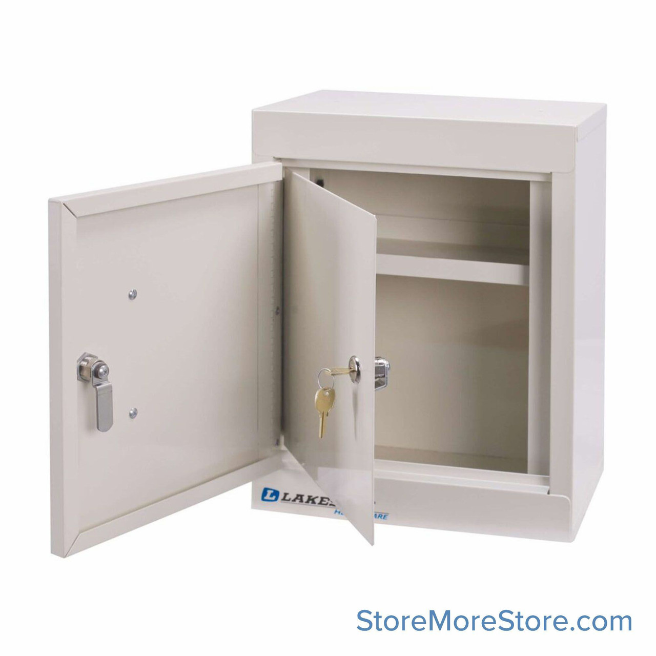Narcotics Wall Cabinet, 8" W x 12" D x 15" H, 2 Doors-2 Key Locks