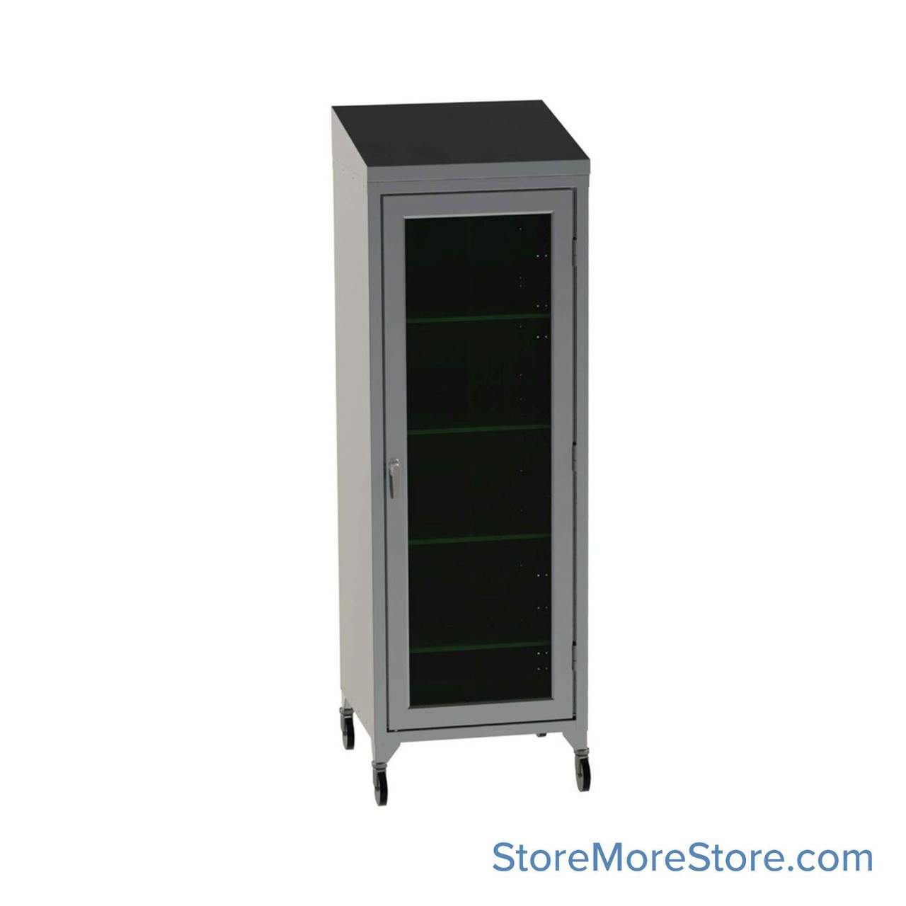 Stainless Steel Rolling Cabinet, 30" W x 18" D x 90" H, Slanted Cabinet Top
