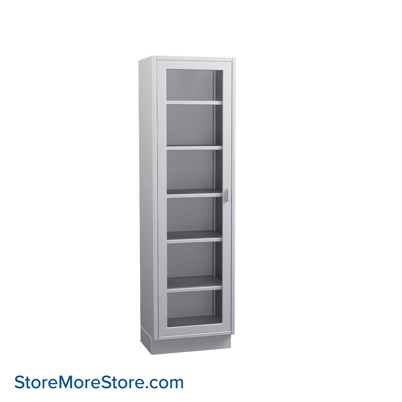 Stainless Steel Cabinet, 24" W x 18" D x 84" H, Flat Top, Glass Door, Left Swing Doors, Key Lock
