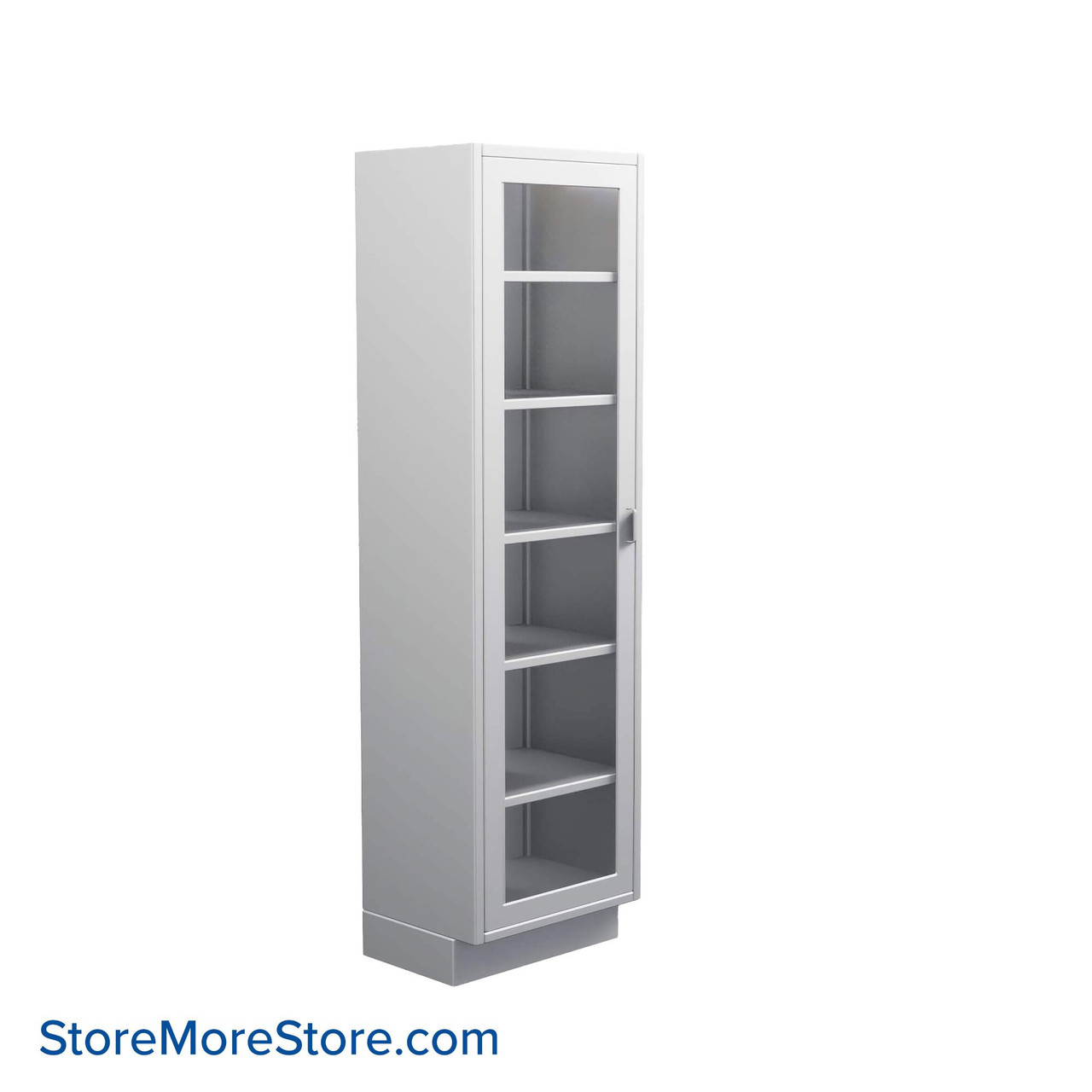 Stainless Steel Cabinet, 24" W x 24" D x 84" H, Flat Top, Glass Door, Left Swing Doors, Key Lock