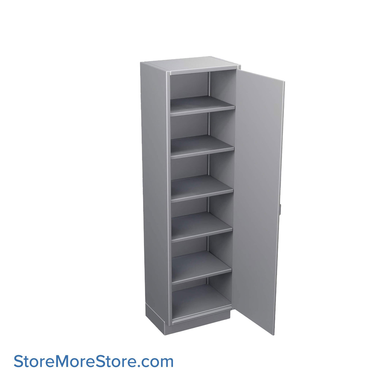 Stainless Steel Cabinet, 24" W x 18" D x 84" H, Flat Top, Solid Door, Right Swing Doors