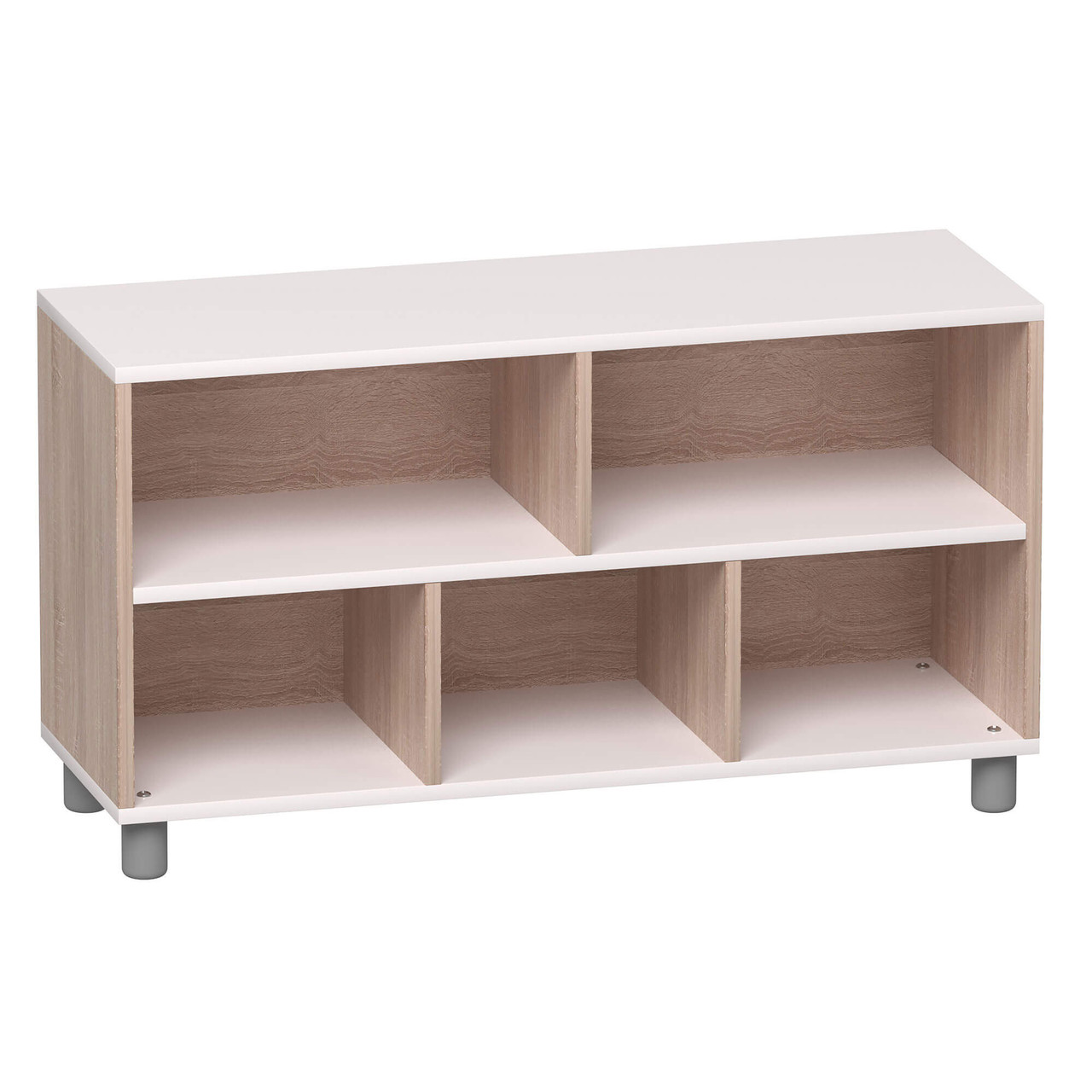 Extra Wide Storage Shelf with, Cubbies, 5 Compartments