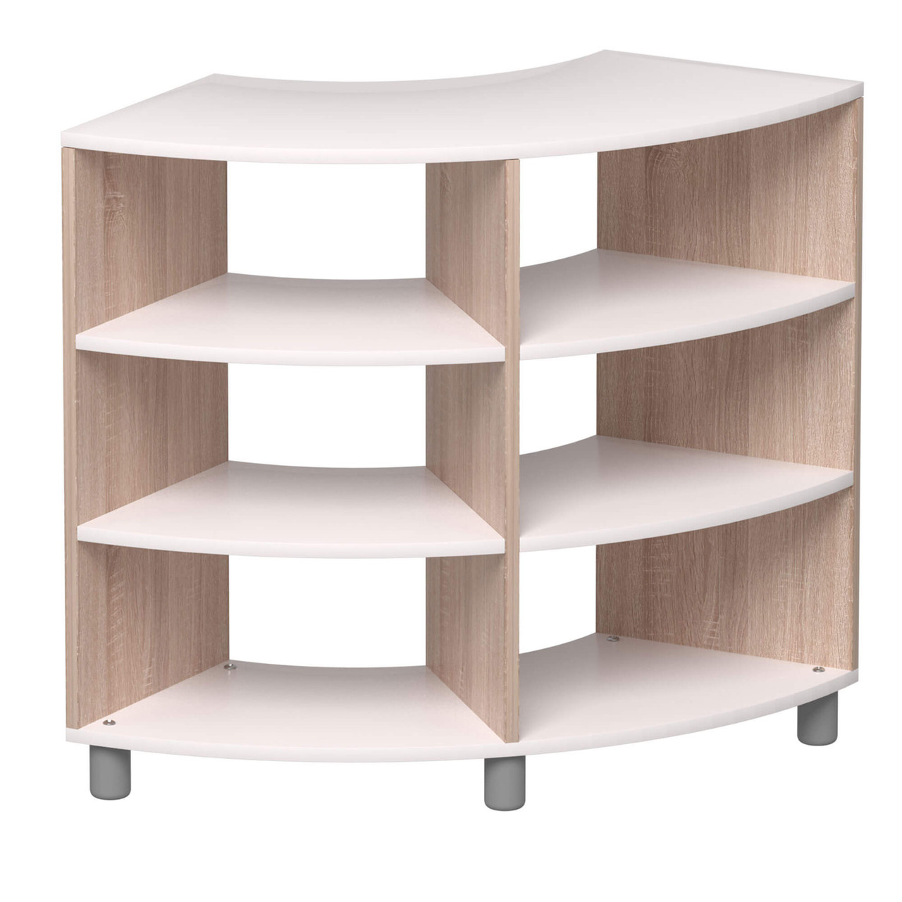 Mid Height Curved Shelf with Dual Access, Shelves, 6 Compartments