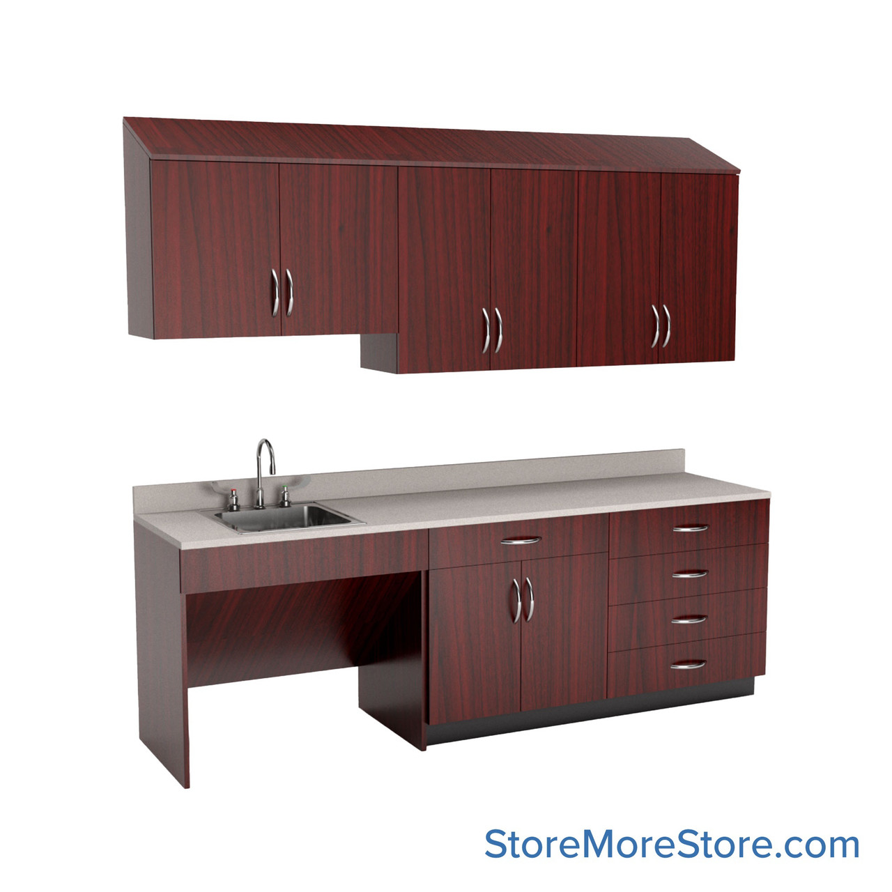 Exam Room Cabinets, 96" W, Includes ADA Accessible, 8" Wide - Option 6 Exam Room Layout