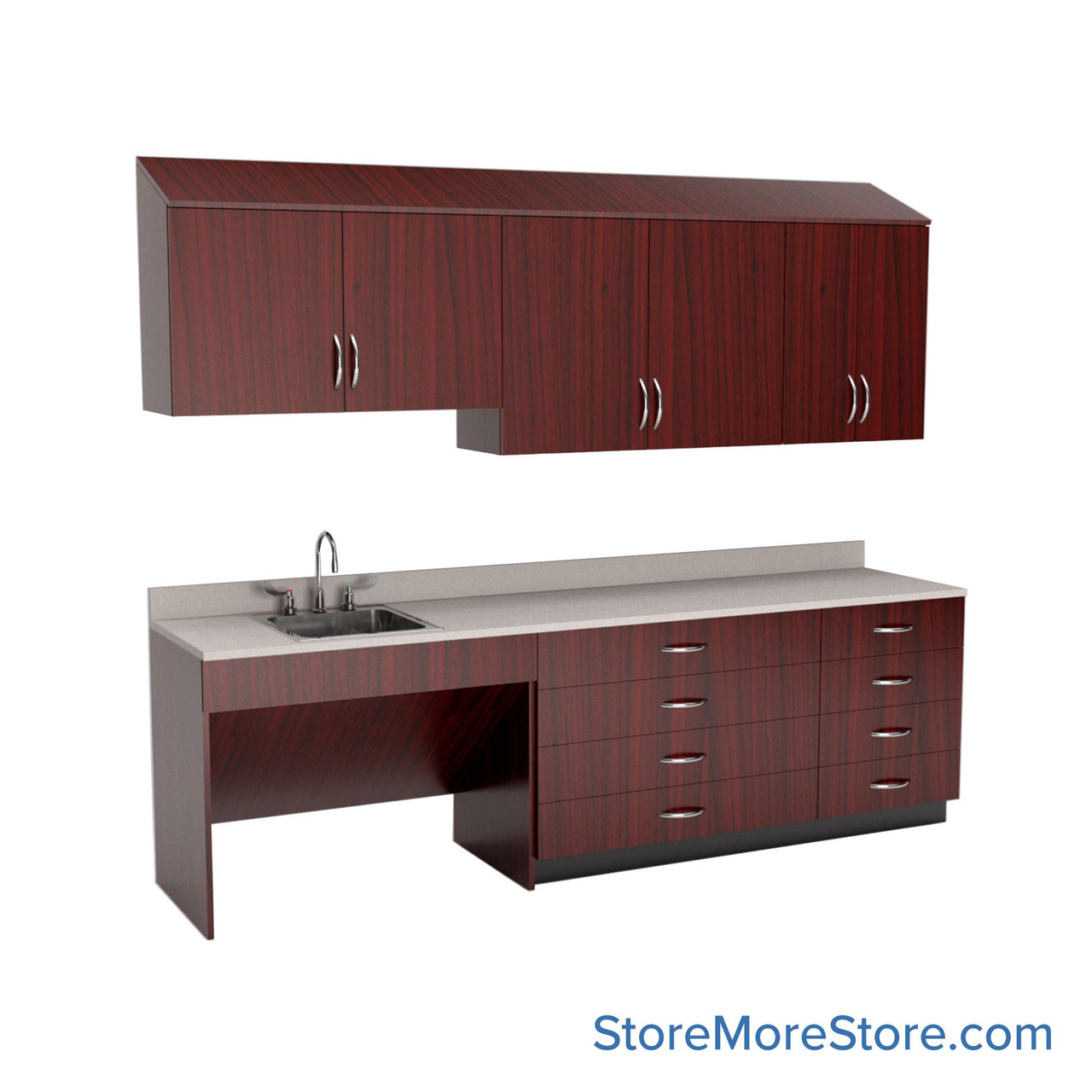 Exam Room Cabinets, 108" W, Includes ADA Accessible, 9" Wide - Option 8 Exam Room Layout