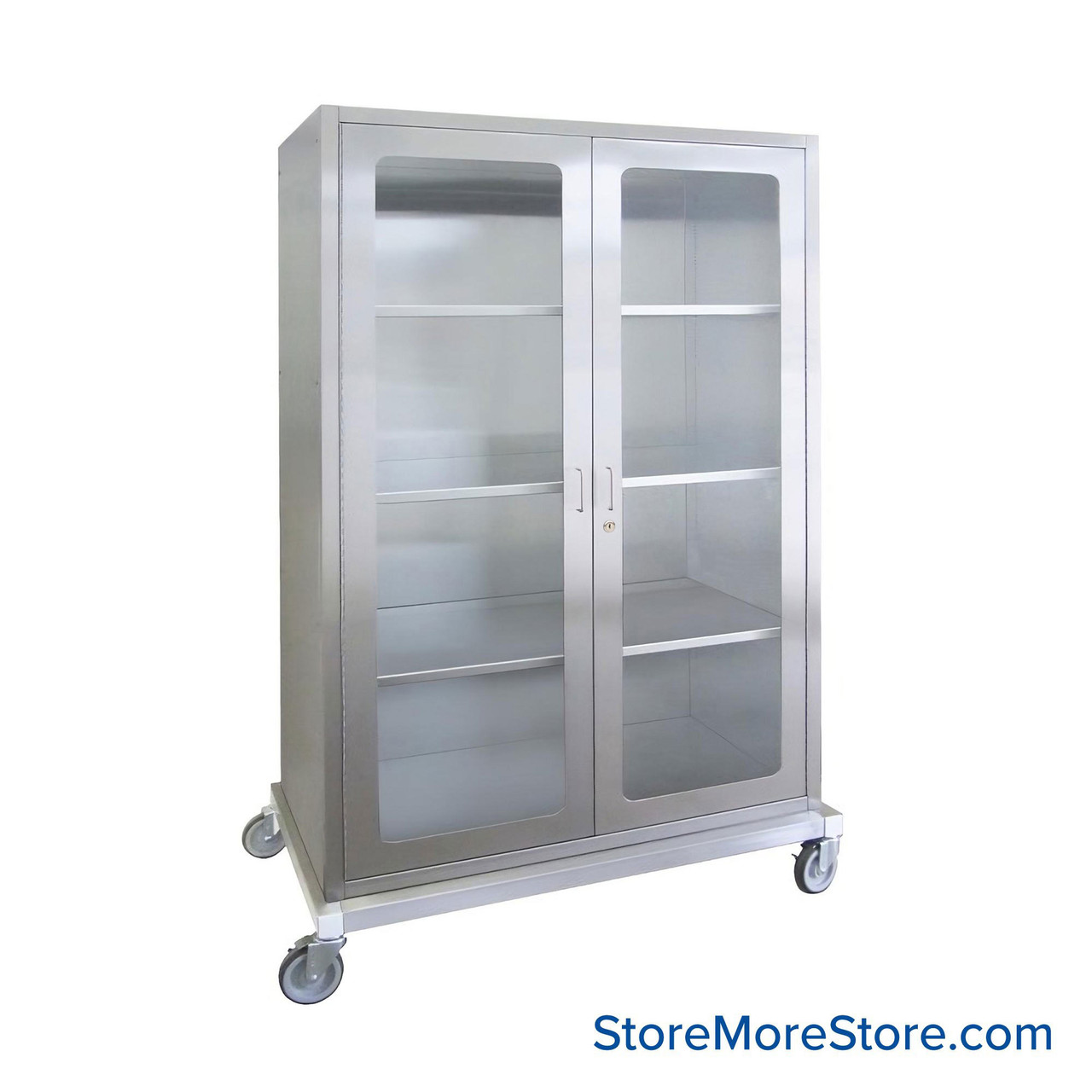 Stainless Steel Mobile Cabinet, 24" W x 24" D x 60" H, Key Lock