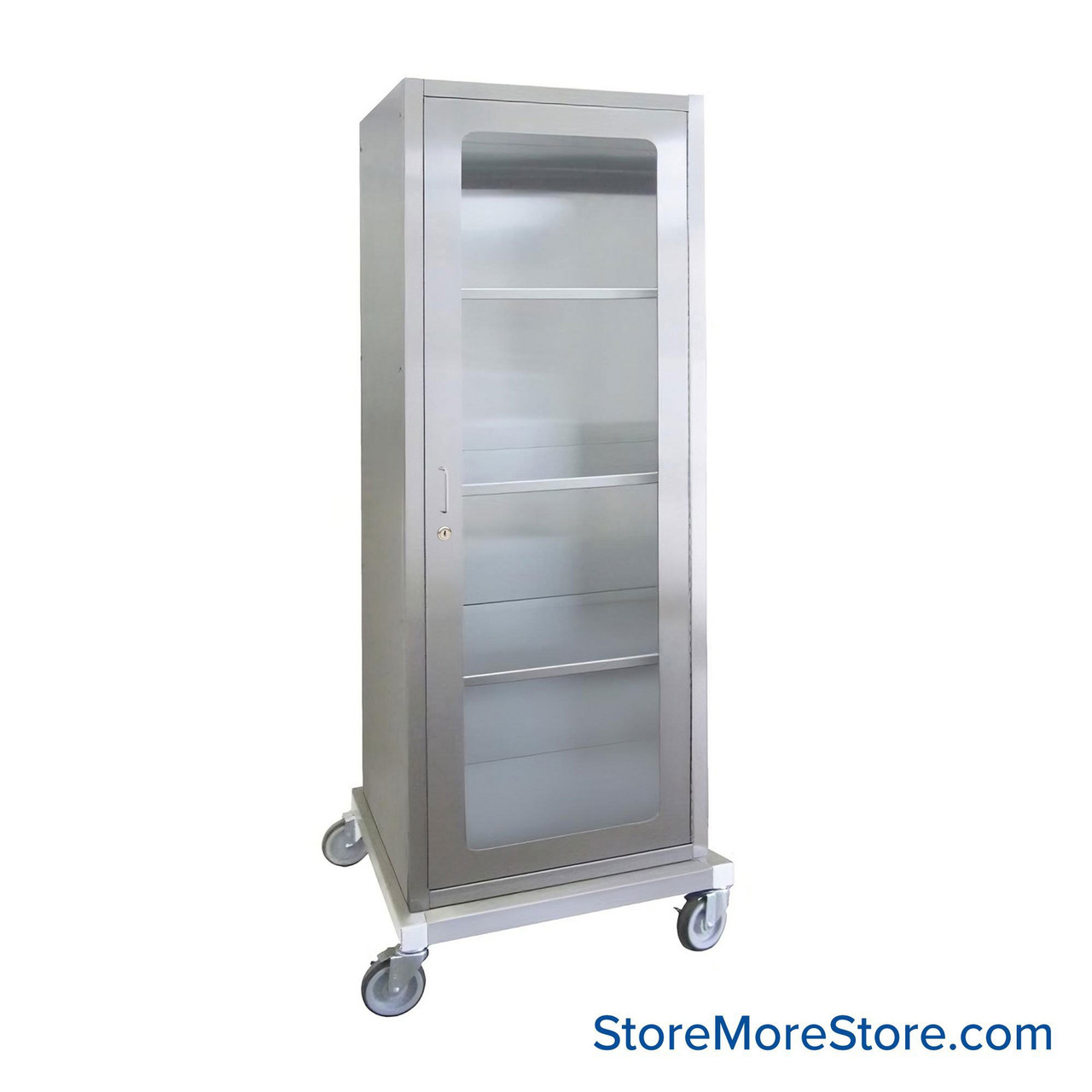 Stainless Steel Mobile Cabinet, 36" W x 24" D x 72" H, Key Lock