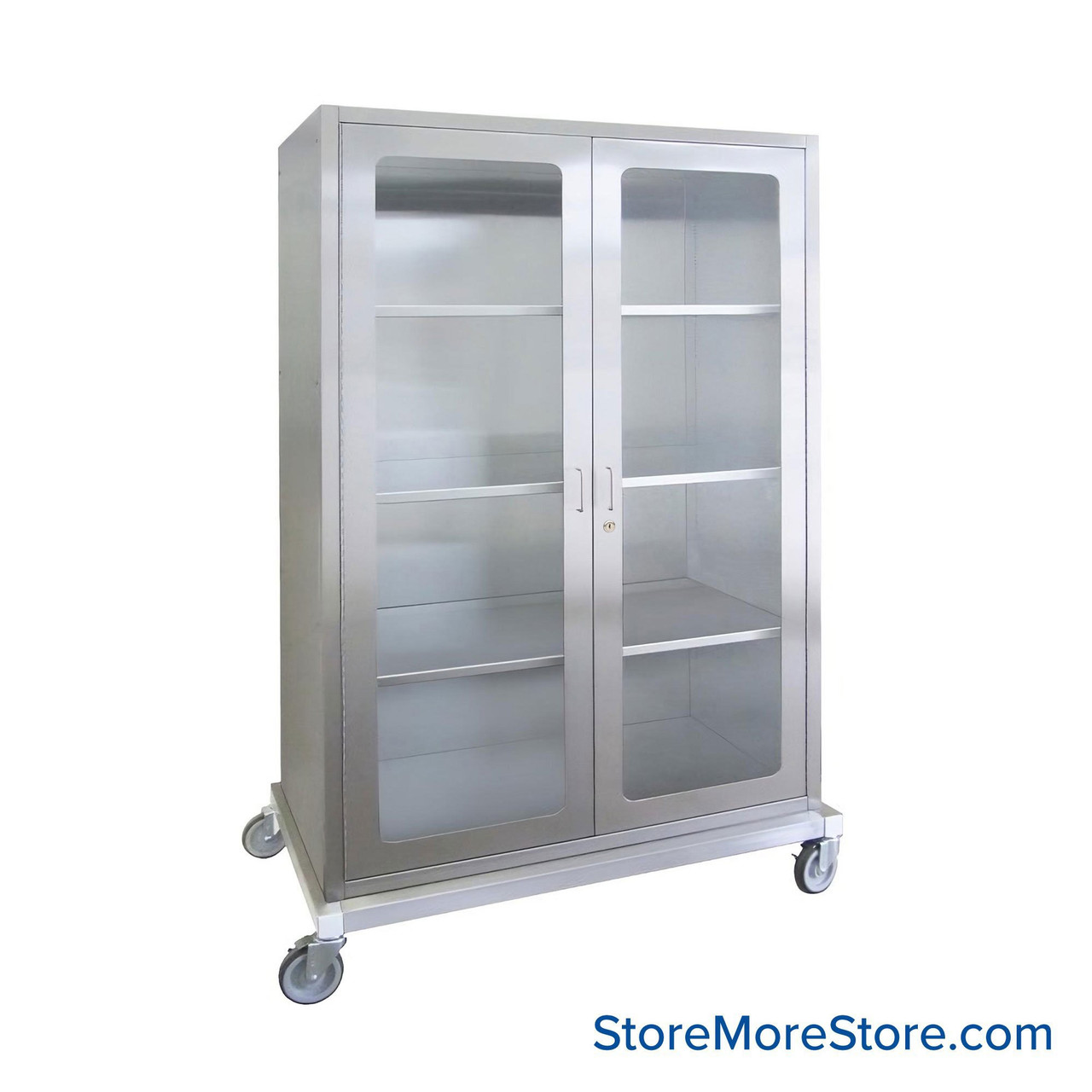 Stainless Steel Mobile Cabinet, 48" W x 24" D x 60" H, Key Lock