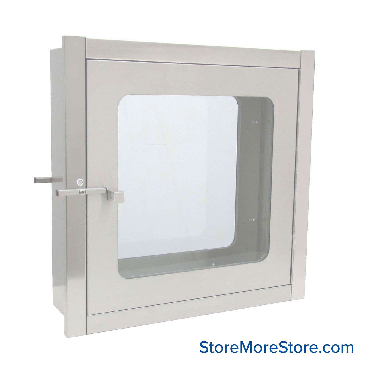 Specimen Pass Through Cabinet, 24" W x 17" D x 24" H, 2 Glass Doors, Includes Wall Flange