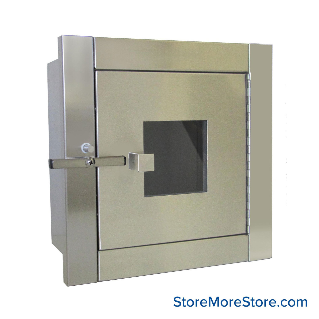 Specimen Pass Through Cabinet, 12" W x 7" D x 12" H, 2 Glass Doors, Includes Wall Flange