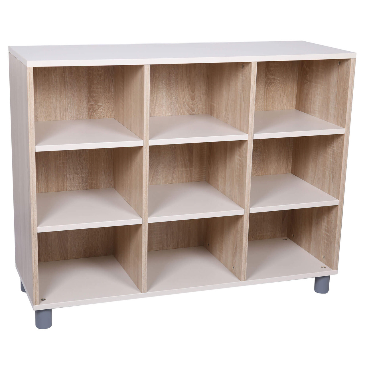 Three Column Classroom Storage Shelf, Cubbies, 9 Compartments