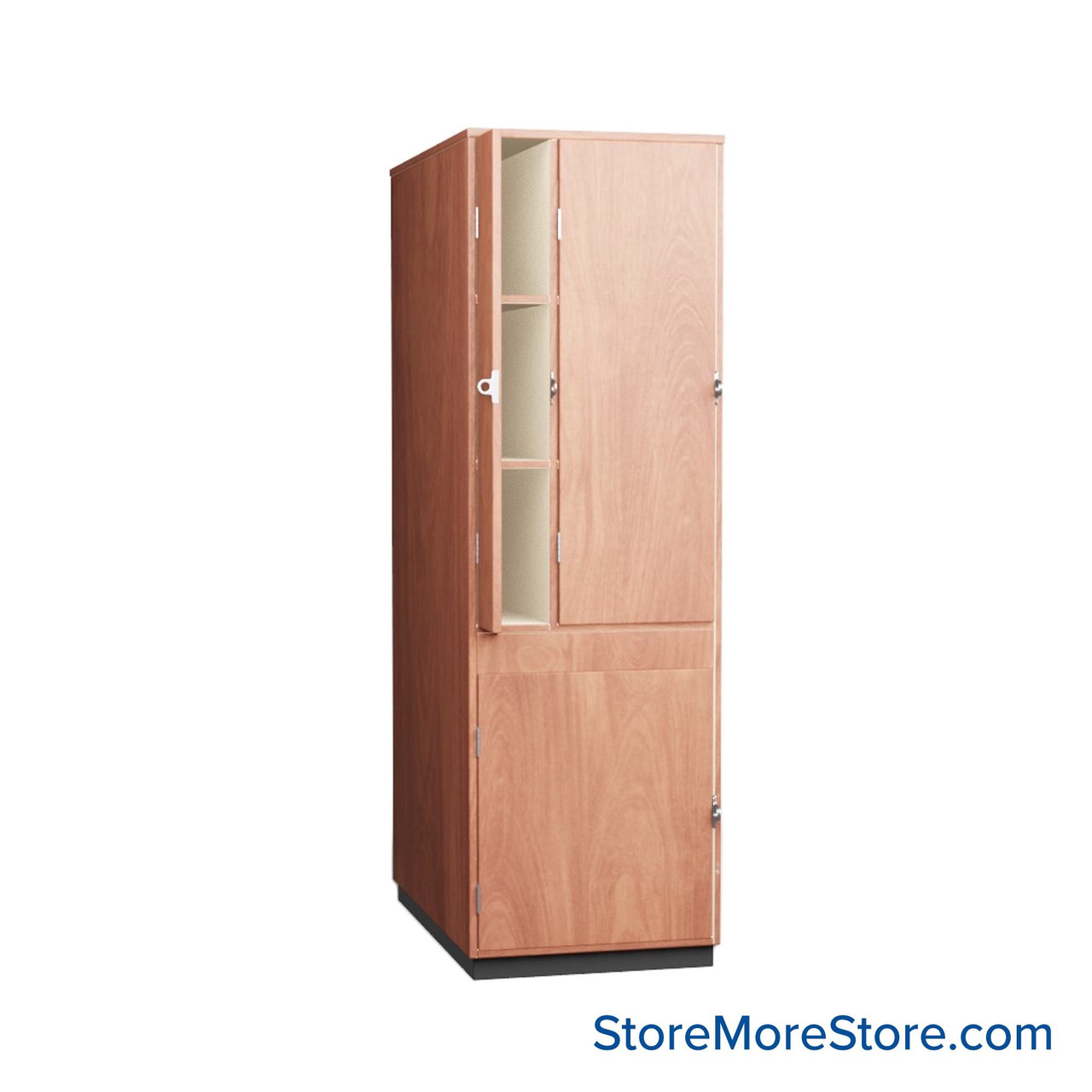 Instrument Storage Cabinets, 27" W, Three 15"H, Three 15"H & One 25.5"H Compartments, Laminate Doors Swinging Left
