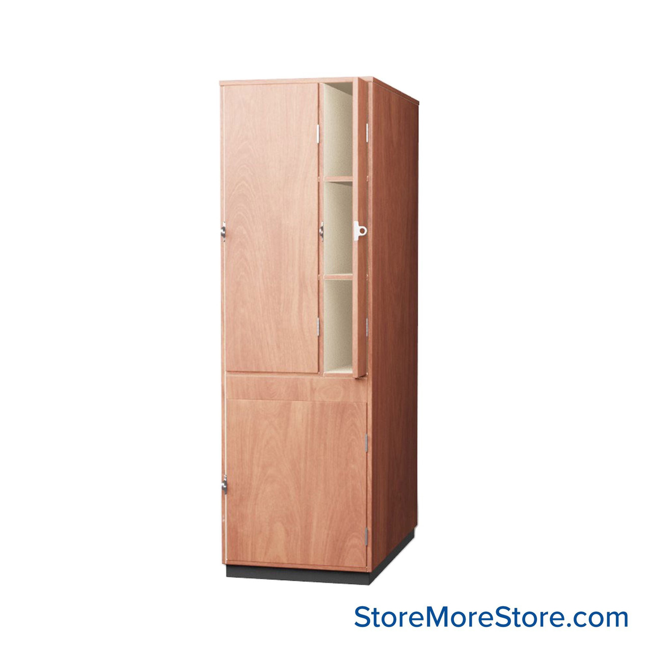 Instrument Storage Cabinets, 27" W, Three 15"H, Three 15"H & One 25.5"H Compartments, Laminate Doors Swinging Right
