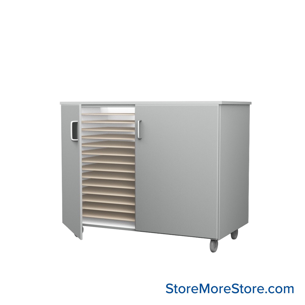 Mobile Folio Cabinet, 48" W x 39" H, Folio Storage w/ Doors, 2 Columns