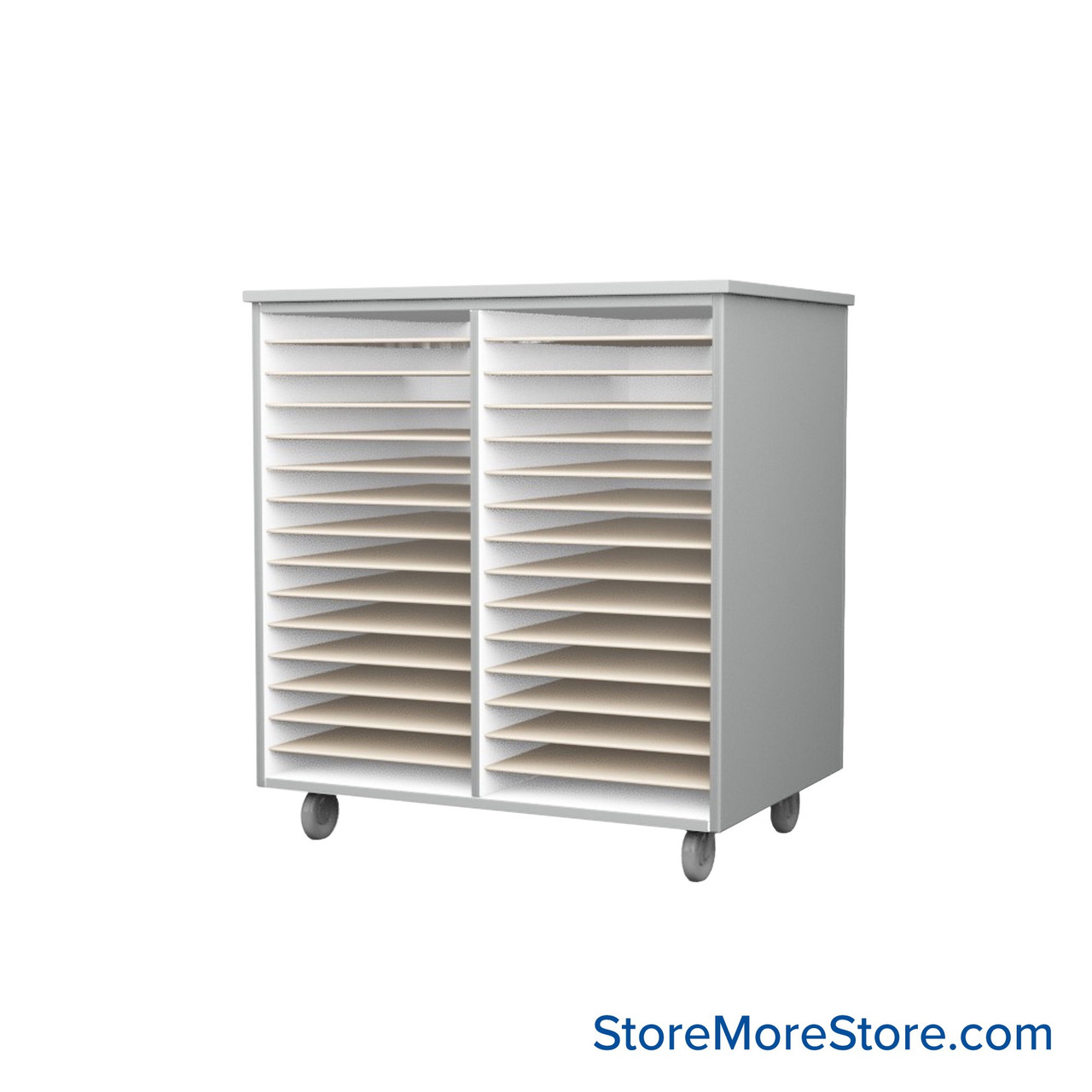 Mobile Folio Cabinet, 36" W x 39" H, Open Folio Storage, 2 Columns