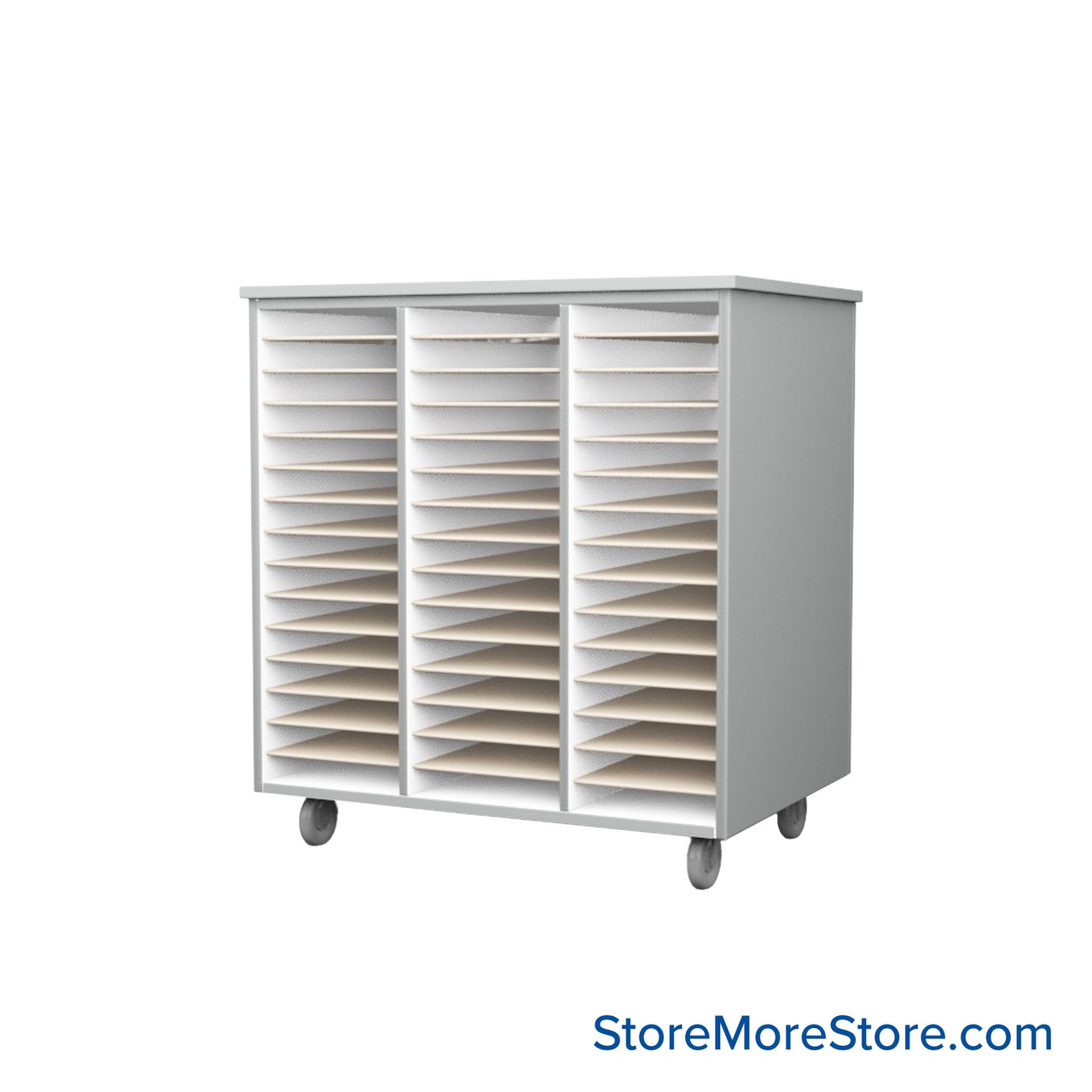 Mobile Folio Cabinet, 36" W x 39" H, Open Folio Storage, 3 Columns
