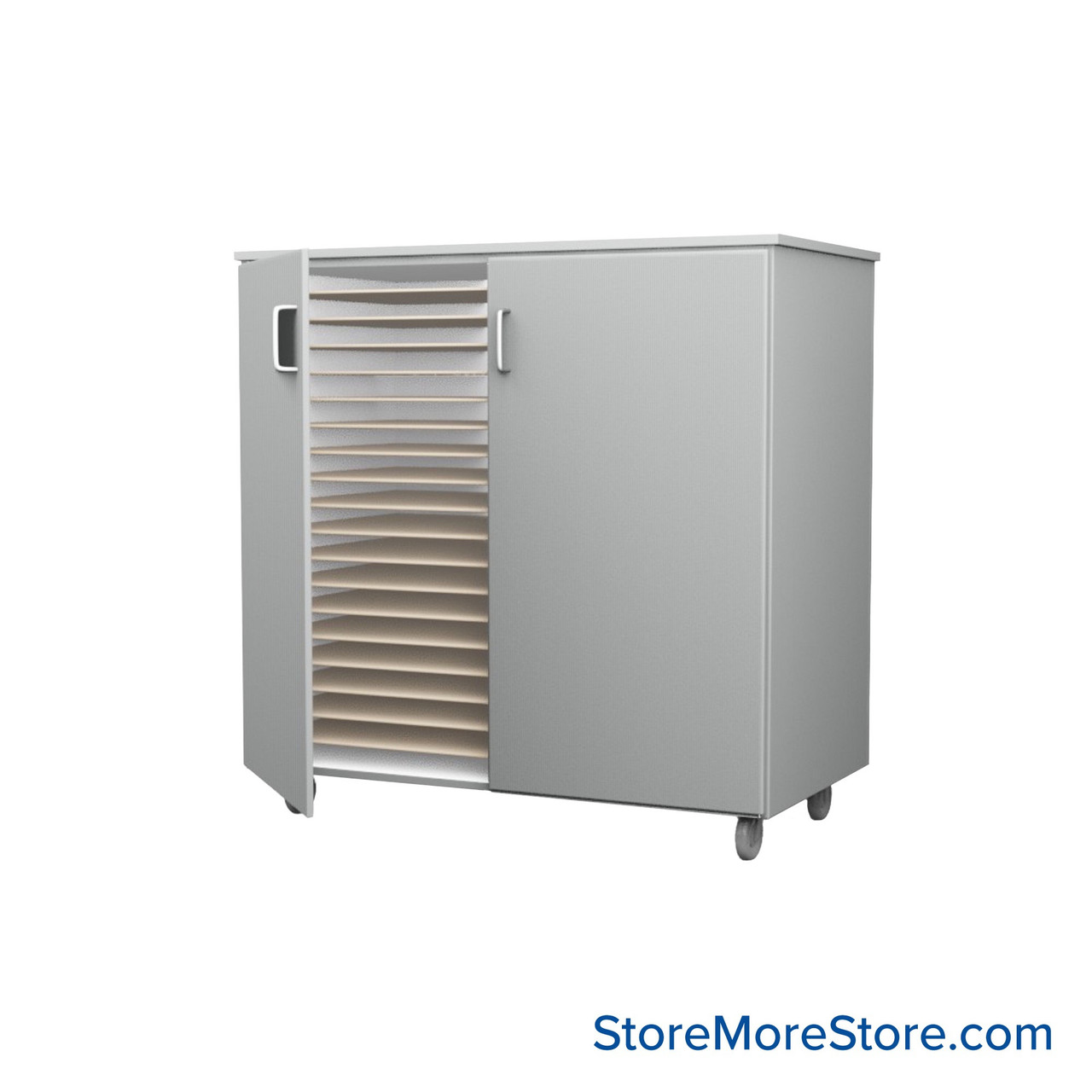 Mobile Folio Cabinet, 48" W x 48" H, Folio Storage w/ Doors, 2 Columns