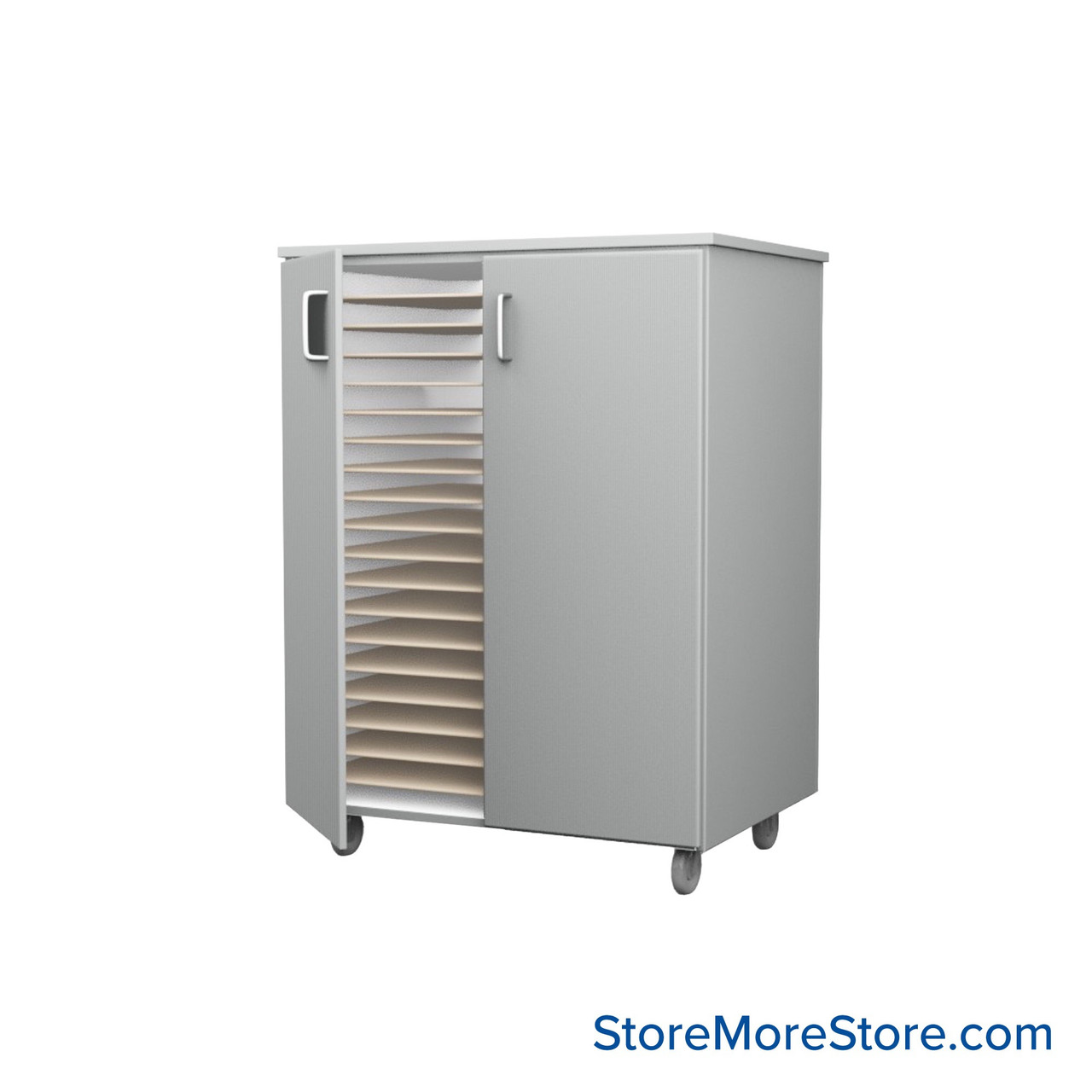 Mobile Folio Cabinet, 36" W x 48" H, Folio Storage w/ Doors, 2 Columns