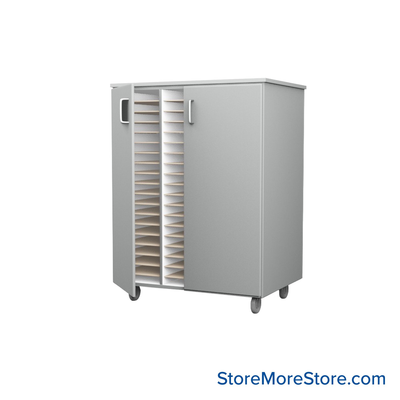 Mobile Folio Cabinet, 36" W x 48" H, Folio Storage w/ Doors, 3 Columns