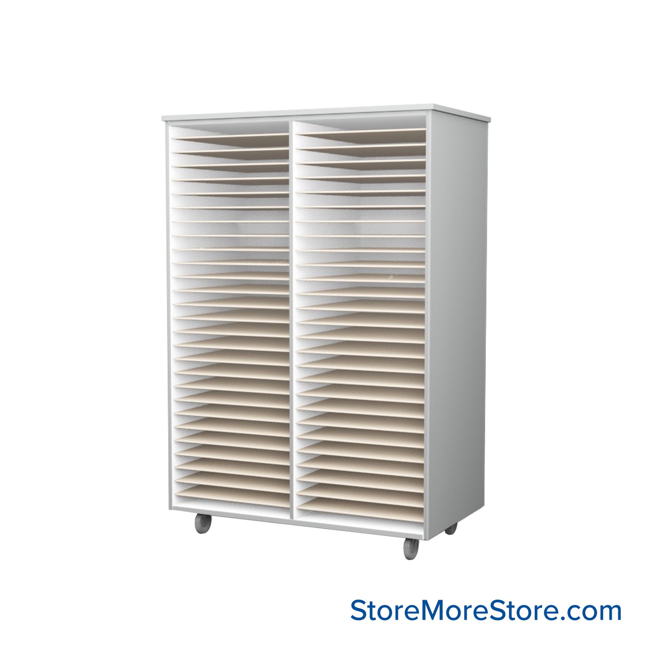 Mobile Folio Cabinet, 45" W x 66" H, Open Folio Storage, 2 Columns