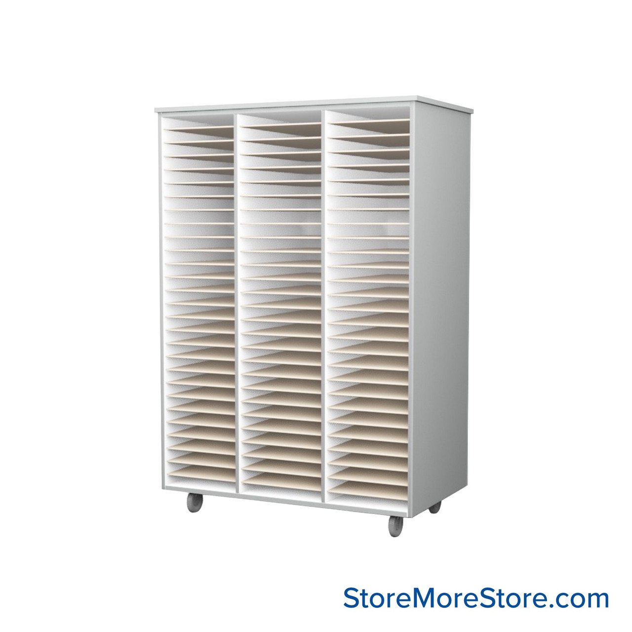 Mobile Folio Cabinet, 45" W x 66" H, Open Folio Storage, 3 Columns