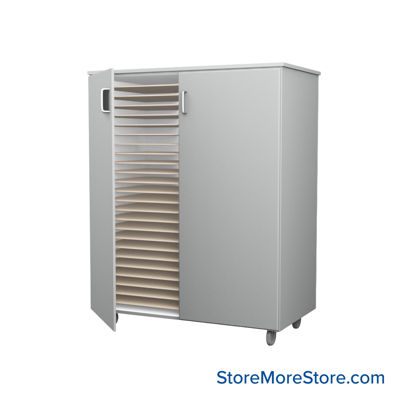 Mobile Folio Cabinet, 48" W x 60" H, Folio Storage w/ Doors, 2 Columns