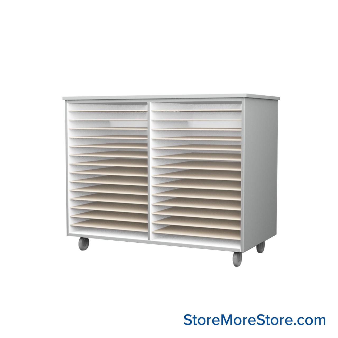 Mobile Folio Cabinet, 48" W x 39" H, Open Folio Storage, 2 Columns