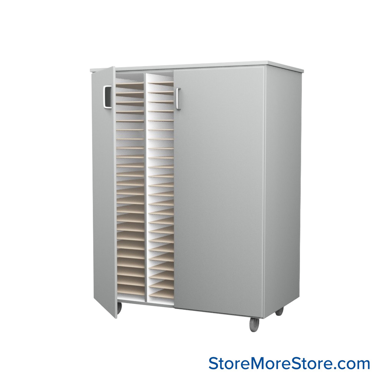 Mobile Folio Cabinet, 45" W x 60" H, Folio Storage w/ Doors, 3 Columns