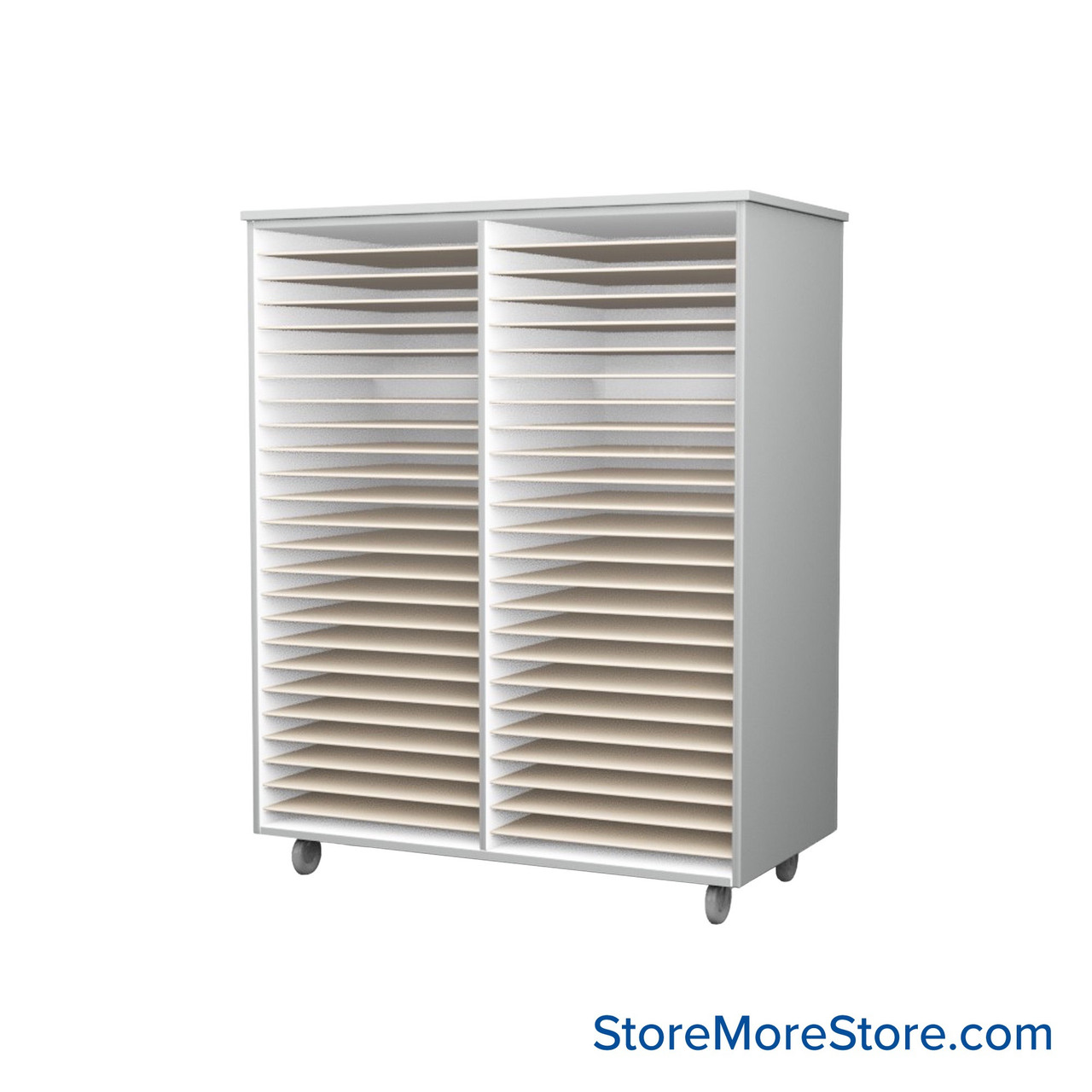 Mobile Folio Cabinet, 48" W x 60" H, Open Folio Storage, 2 Columns