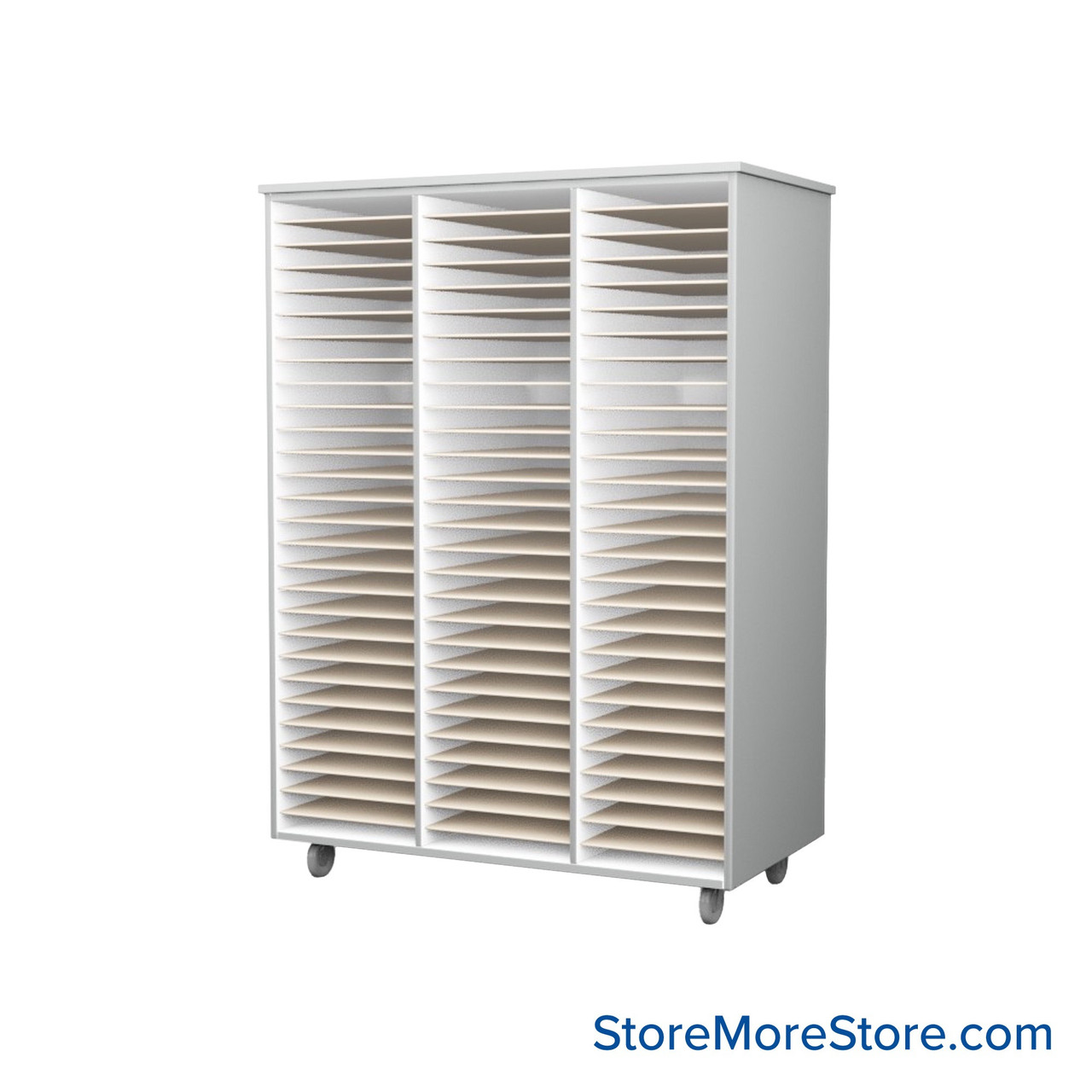Mobile Folio Cabinet, 48" W x 66" H, Open Folio Storage, 3 Columns