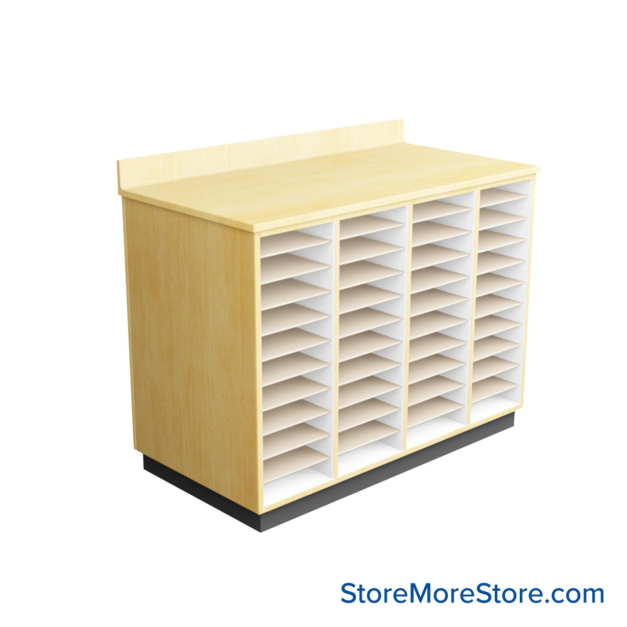 Music Folio Cabinet, 48" W x 36" H, Open Folio Storage, 4 Columns