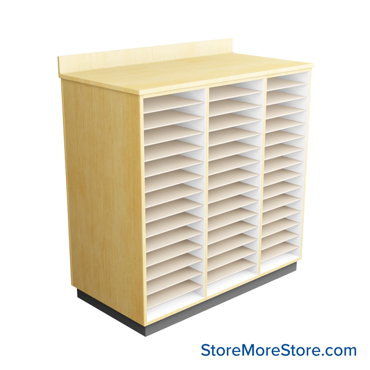 Music Folio Cabinet, 48" W x 48" H, Open Folio Storage, 3 Columns