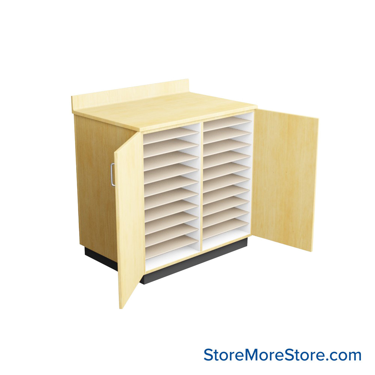 Music Folio Cabinet, 36" W x 36" H, Open Folio Storage, 3 Columns