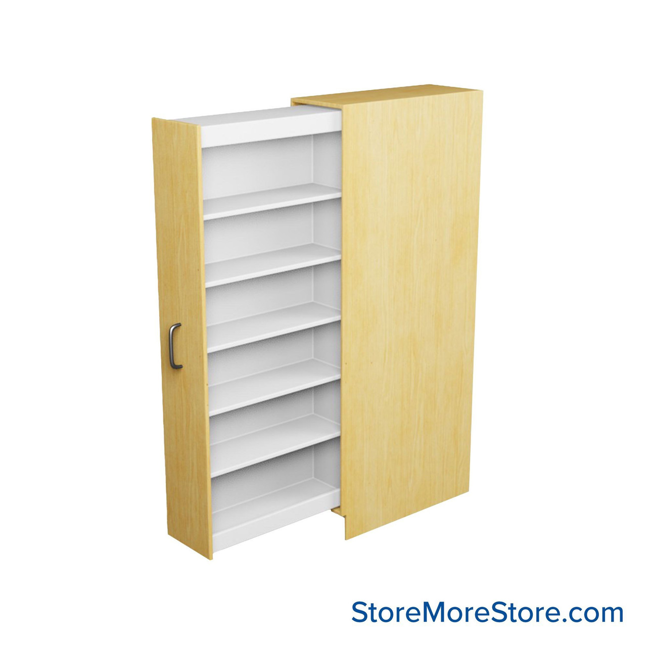 Pull-Out Music Storage Cabinet, 16" W, 1 pull-out unit, Right Facing Shelf Opening, Key Lock