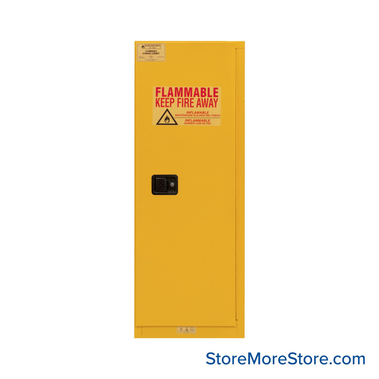 Flammable Storage Cabinet, 23.33" W x 18.125" D x 65" H, 22 gallons Capacity, Manual Door