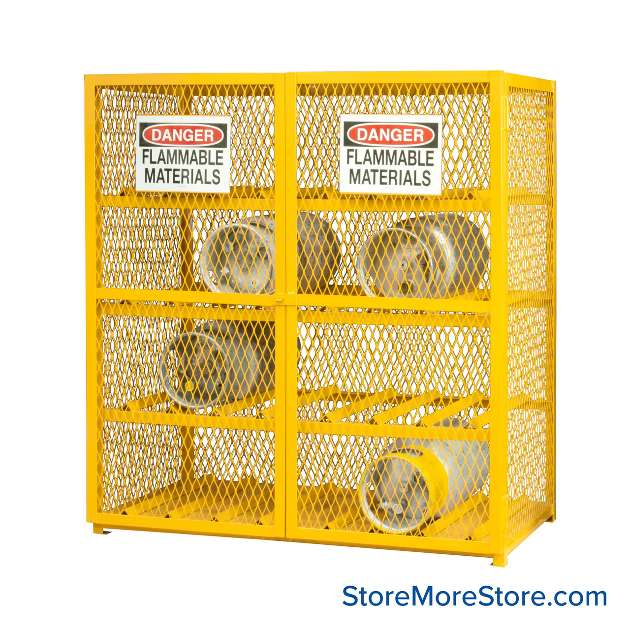 Gas Cylinder Cabinet, 60" W x 30" D x 71.75" H, Horizontal, 16 Cylinders Storage