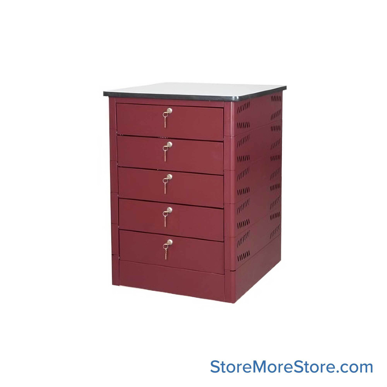 Laptop Charging Cabinet, 27.25" H, 5 Compartments, Key Lock