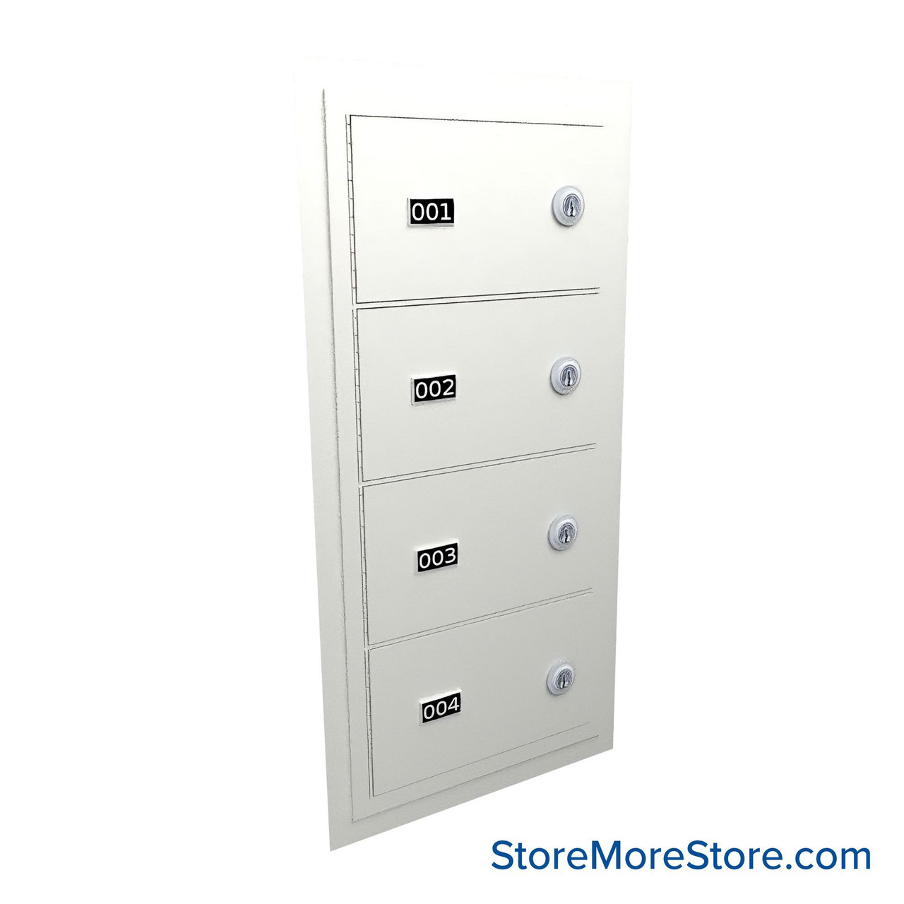 Flush Mount Wall Gun Safe, 13" W x 26.25" H, 4 Compartments, Vertical, Master Key Lock