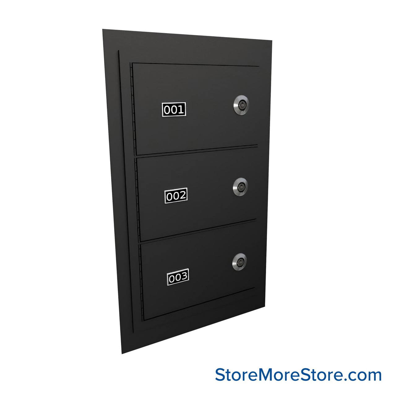 Flush Mount Wall Gun Safe, 13" W x 20.25" H, 3 Compartments, Vertical, Tube Lock