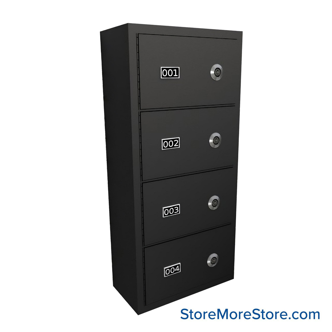 Wall Mounted Gun Locker, 13" W x 6.5" D x 26.25" H, 4 Compartments, Vertical, Tube Lock